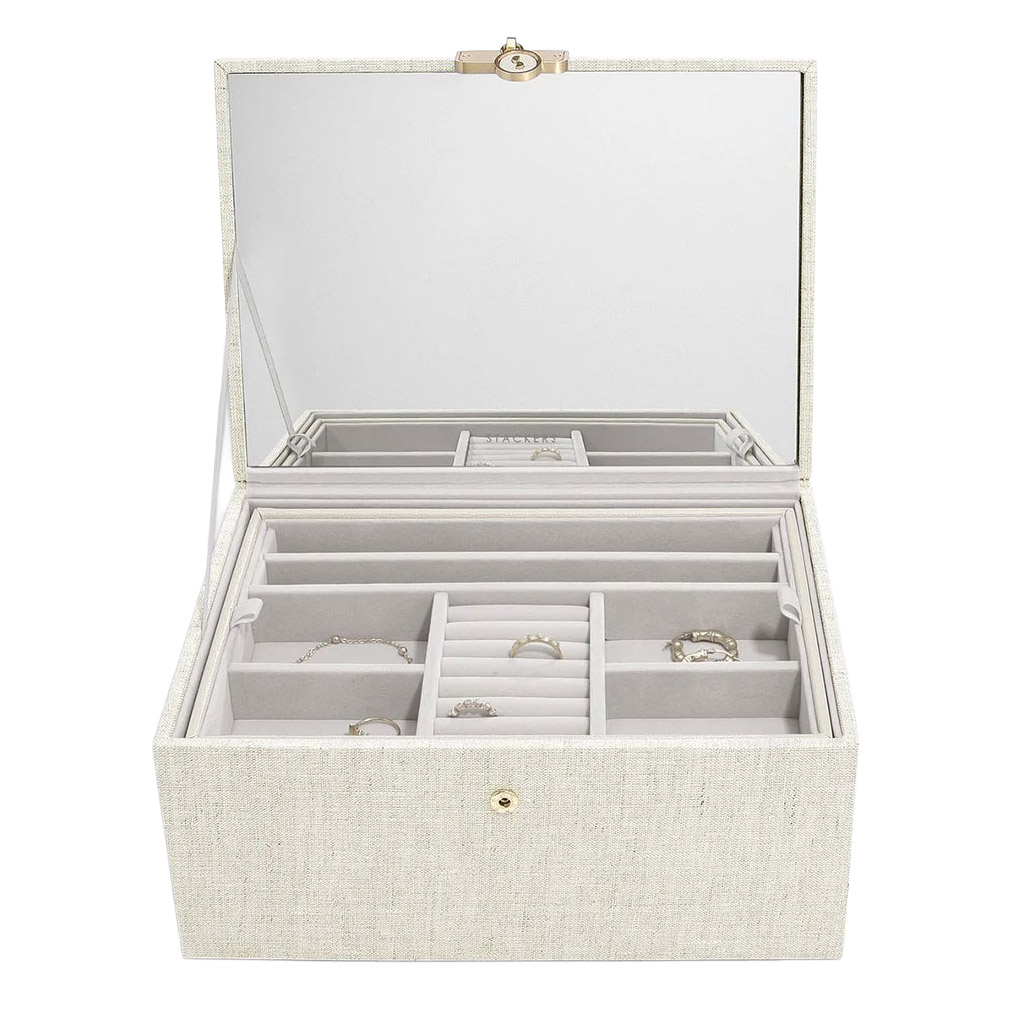 Stackers Luxury Classic Jewellery Box - Oatmeal & Linen